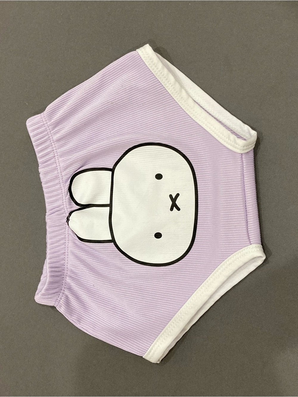Lilac Bunny Graphic Kids Training Shorts with White Trim
